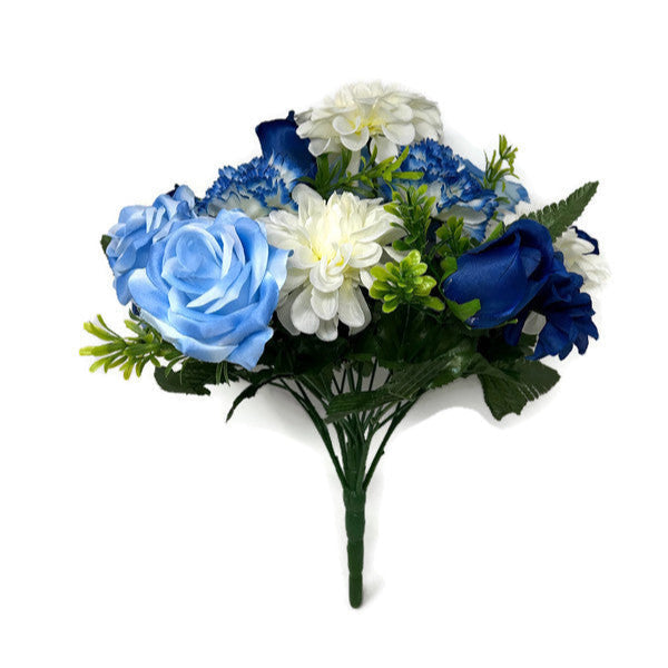 22 Stem Zinnia & Rose Bush x 36cm - Blue