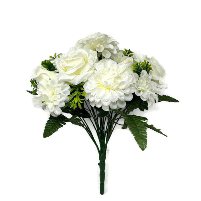 22 Stem Zinnia & Rose Bush x 36cm - Cream