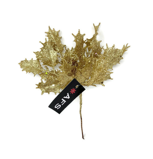 22cm Glittered Mini Holly Bush - Gold