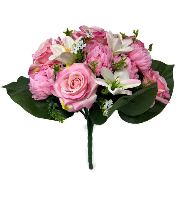 24 Stem Rose Chrysanthemum & Lily Bush x 36cm - Pink