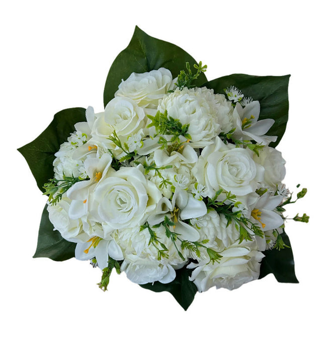 24 Stem Rose Chrysanthemum & Lily Bush x 36cm - Cream