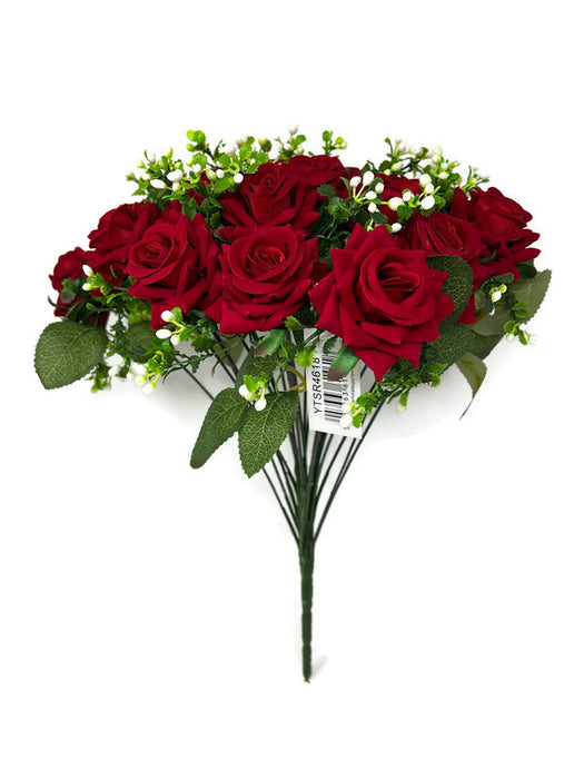 24 Head Red Velvet Rose Bush x H40cm