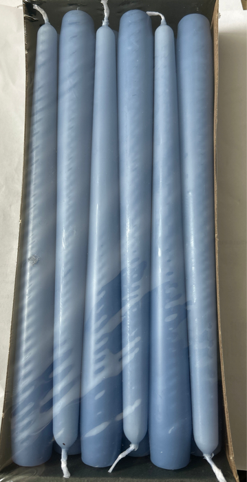 250mm x 23mm Tapered Candles x 12 - Polar Blue