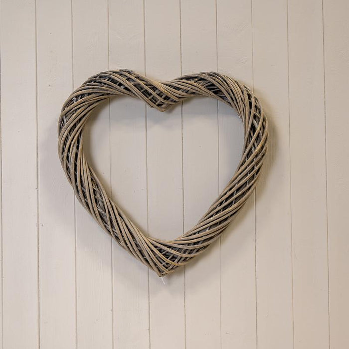 Grey Heart Thick Willow Wreath 50cm