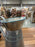 DAMAGED SEE PICTURES Silver Tin Cherish Jug x 25cm - Duck Egg Blue Stripes