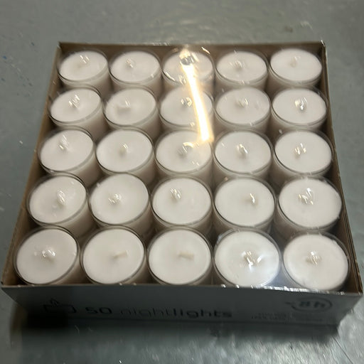 50 Clear Cup Tealights - 8 Hour Burn Time
