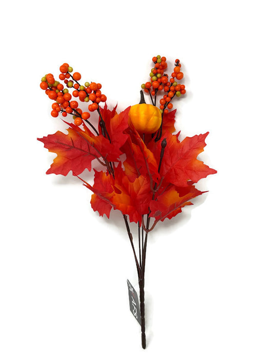 36cm Pumpkin Berry & Maple Leaf Bush