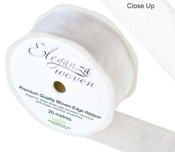 38mm Woven Ribbon x 20m - White