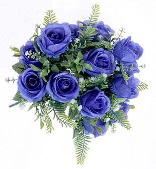 Rose Bush with Foliage - Blue - 18 Heads