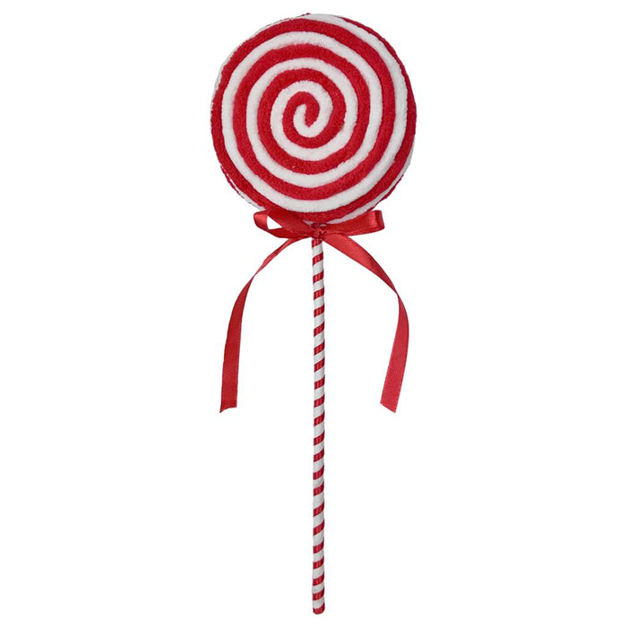 39cm Chenille  Red & White Decorative Lolly
