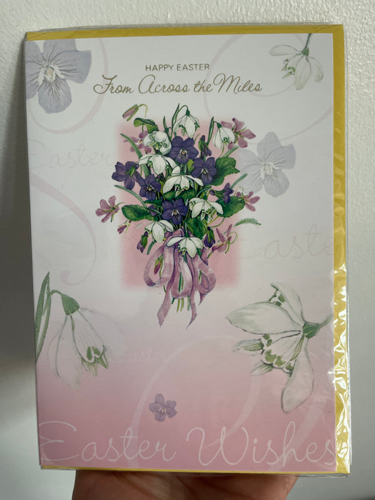 7x5" Card - Happy Easter From Across the Miles - Snowdrop & Violet Image Image