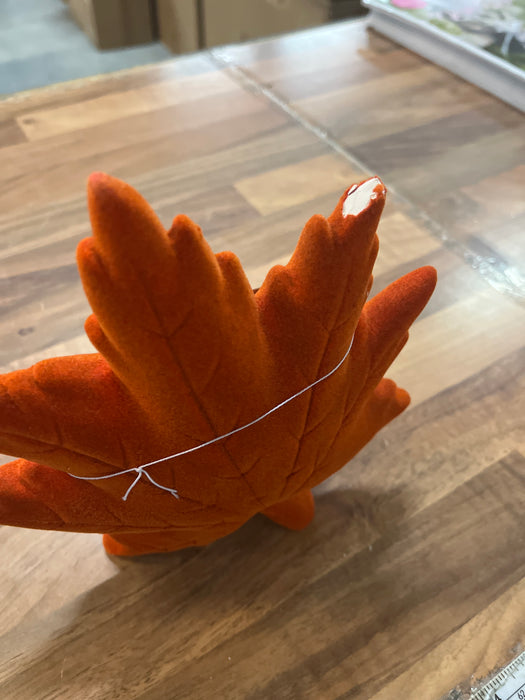 DAMAGED - SEE PICTURES Flocked Ceramic Maple Leaf - Red