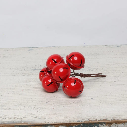 3cm Bells on wire x 6 - Red