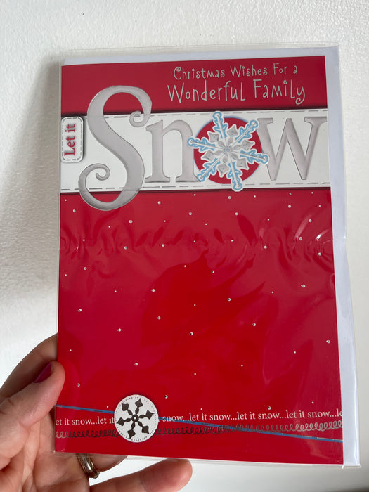 7x5" Card - Christmas Wishes for a Wonderful Family- Let it Snow