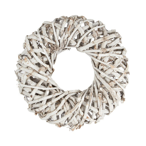 Modern Woven White Carrizo Wreath - 27cm