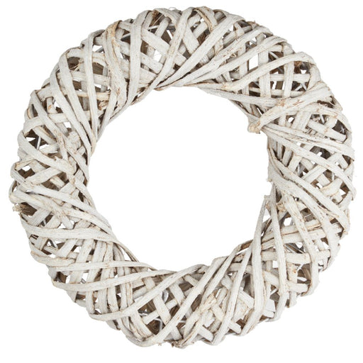 Modern Woven White Carrizo Wreath - 37cm