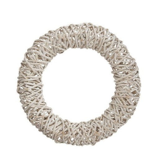 Modern Woven White Carrizo Wreath - 50cm