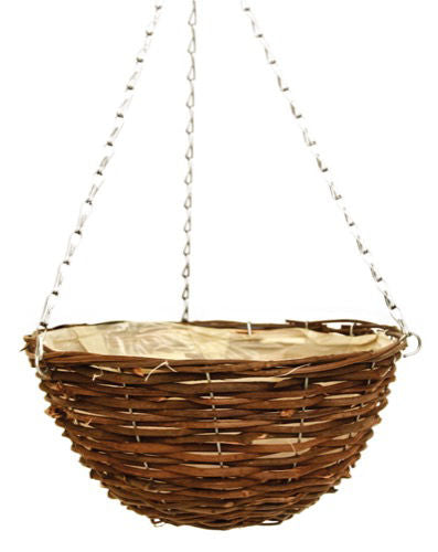 Dark Rattan Hanging Basket - 16" Round