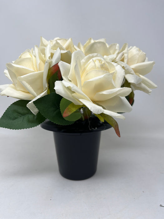 HANDMADE replacement pot with 7 cream roses