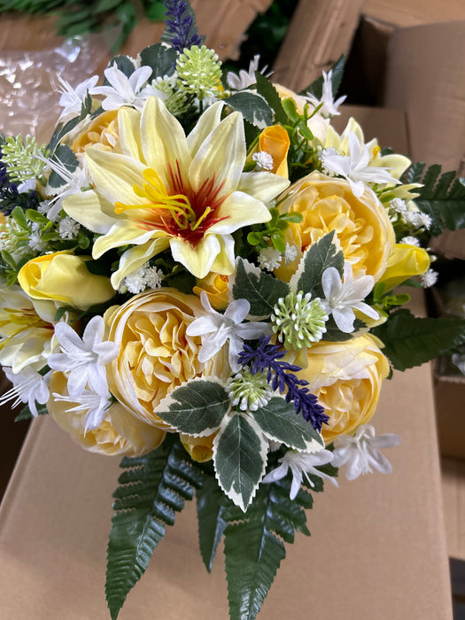Peony Clematis & Rose Flower Bush x 36cm - Yellow