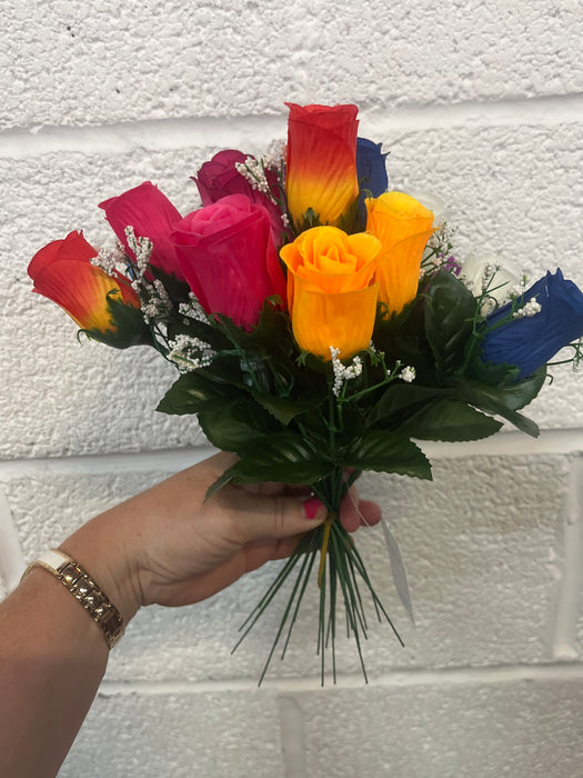 Assorted colour single stem rose bundle