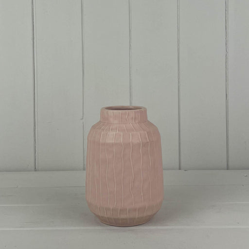 Glazed Pastel Pink Vase (14cm) H14.2cm D10.1cm