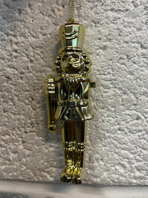 DAMAGED 12cm Gold Shiny Nutcracker Hanging Bauble DAMAGED \ ONE ARM