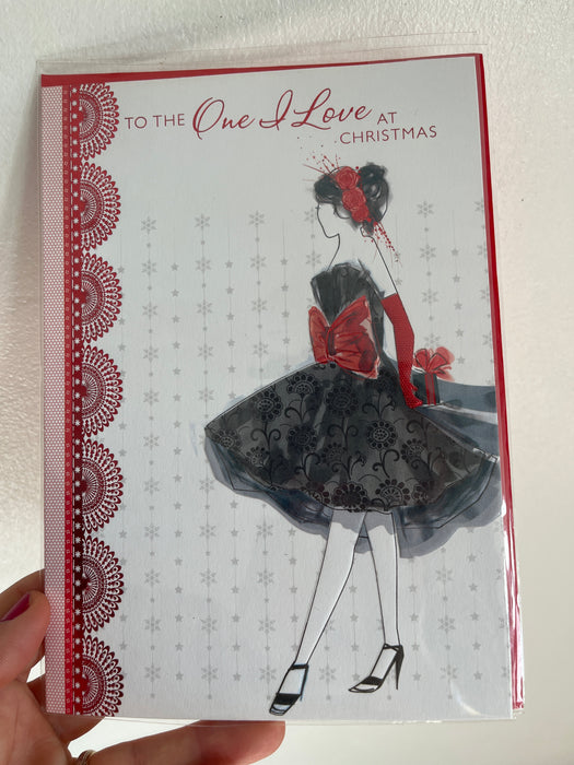 7x5" Card - To The One I Love at Christmas - Black Dress Image