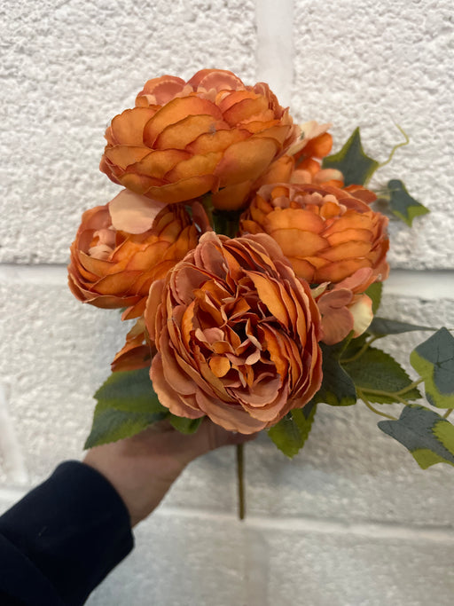 Peony & Hydrangea Bush x 28cm - Orange