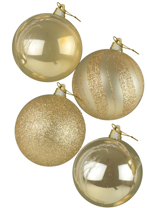 4 x 15cm Large Luxury Baubles - Gold