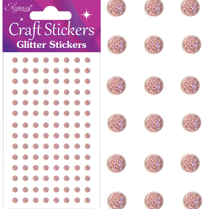 4mm Rose Gold Glitter Gems 112pcs - Craft Stickers
