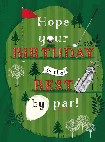 7x5 inch Card - Hope your Birthday is the Best by Par! - Golf Image