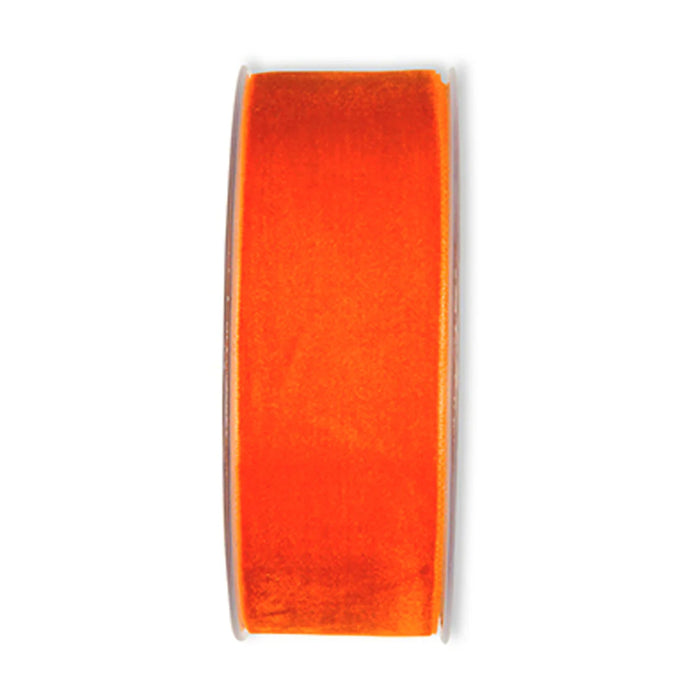 50mm Velvet Wired Ribbon Orange  - 50mm x 10m