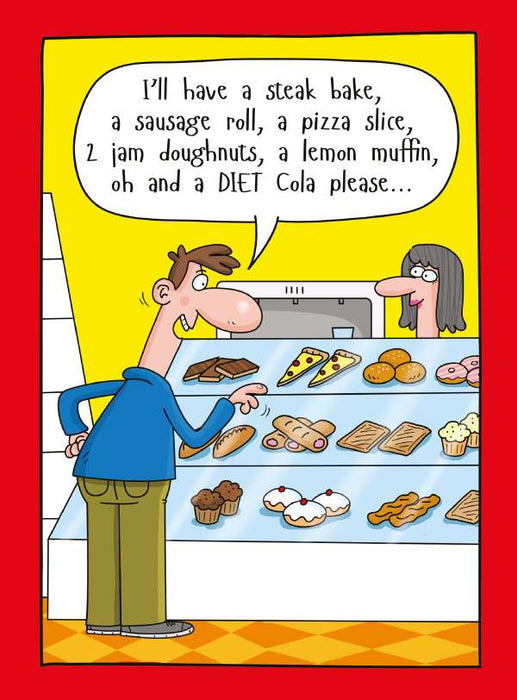 7x5 inch Card - Fast Food & Diet Cola - Adult Humour Birthday Card