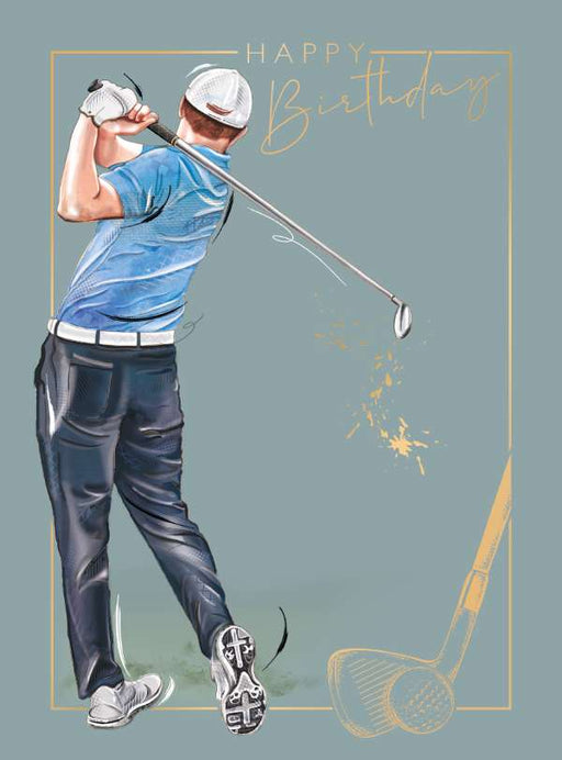 7x5inch Greeting Card - Happy Birthday - Golf Player Image