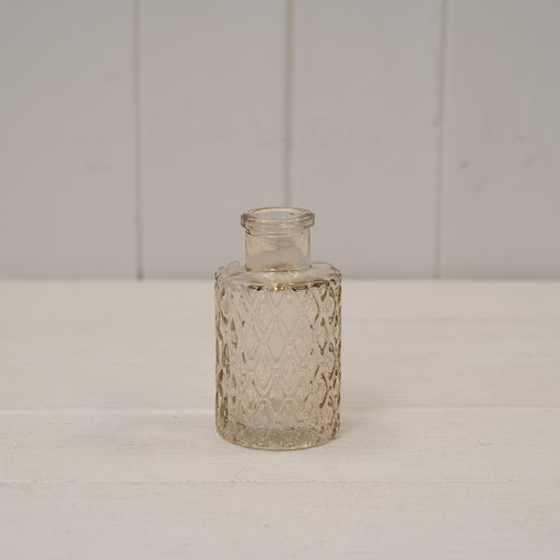 Smokey Brown Mini Geometric Glass Bottle - H9cm