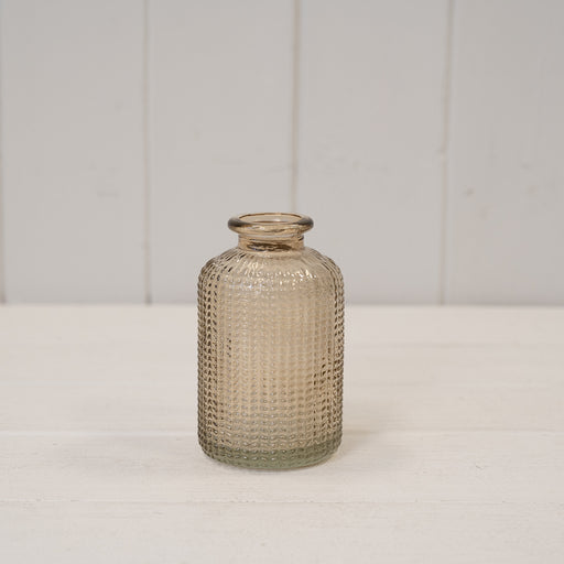 Smokey Brown Dimpled Glass Bottle D6.3 X H10cm