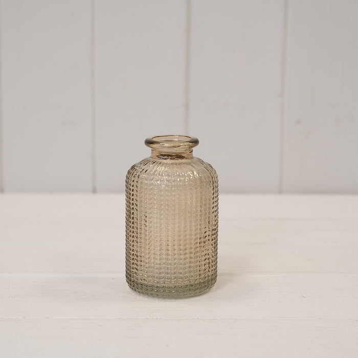 Smokey Brown Dimpled Glass Bottle D6.3 X H10cm