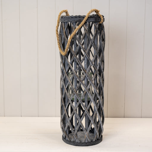 50cm Grey Washed Lantern L18cm W18cm H50cm
