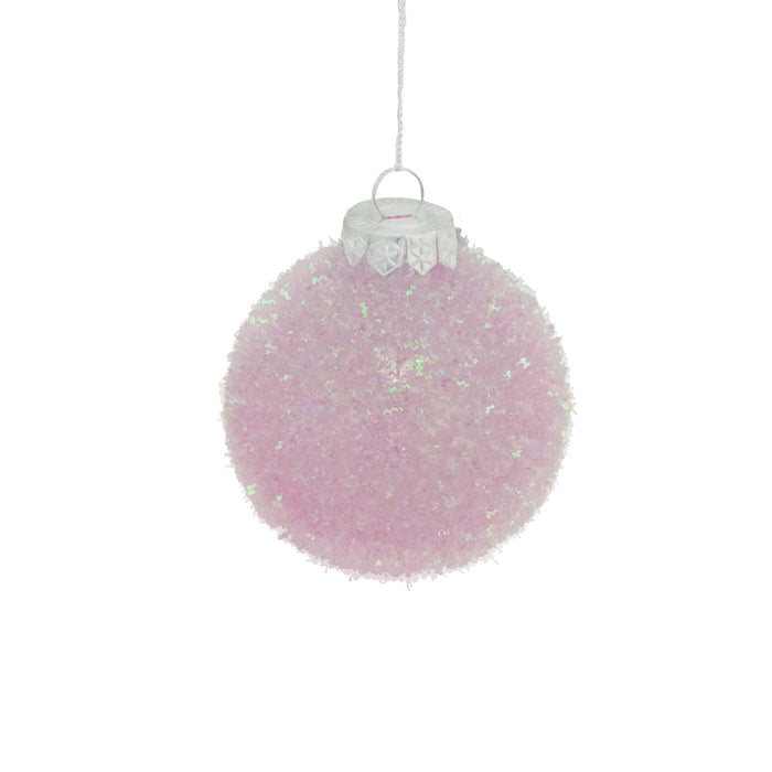 8cm Tinsel Iridescent Pink Bauble