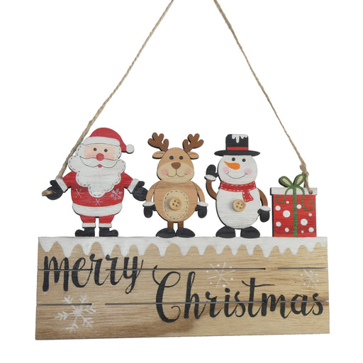 Santa Rudolph and Snowman Hanging Sign