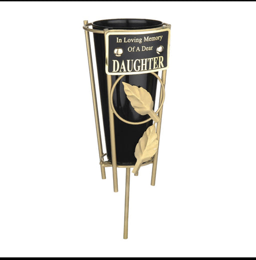 Metal In Loving Memory Grave Vase With Spike - Daughter