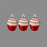 3 Cute Mini Red Cake Baubles x 6cm
