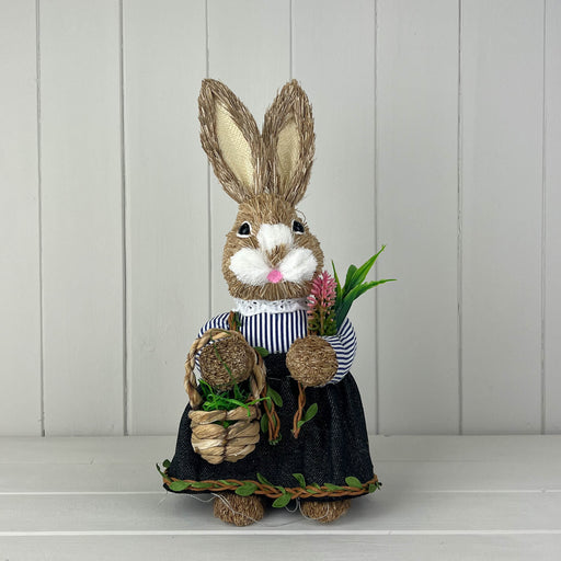 Rabbit Holding A Basket Of Flowers W11cm D12cm