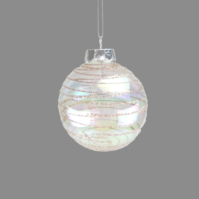 8cm Iridescent Swirl Clear Bauble