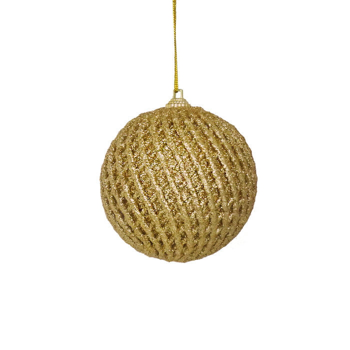 8cm Glitter Bauble - Gold