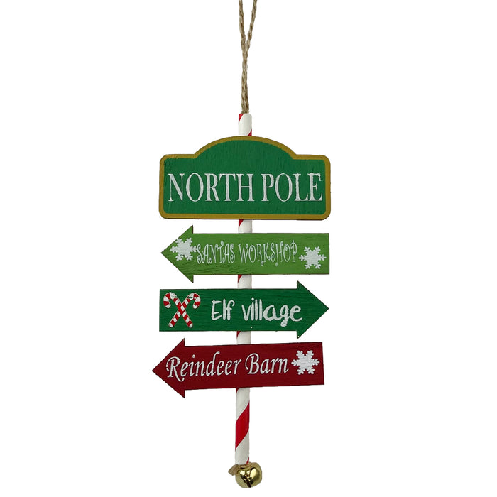 16cm Wooden Christmas Signpost