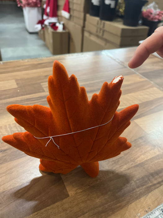 DAMAGED - SEE PICTURES Flocked Ceramic Maple Leaf - Red