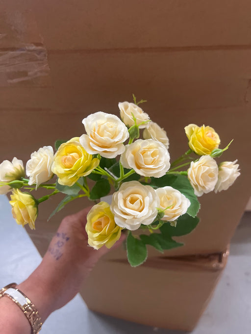 33cm mini wild meadow rose ivory and yellow