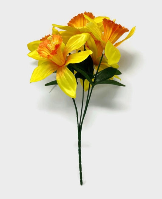 5 Head Yellow Daffodil Flower Bush x 32cm